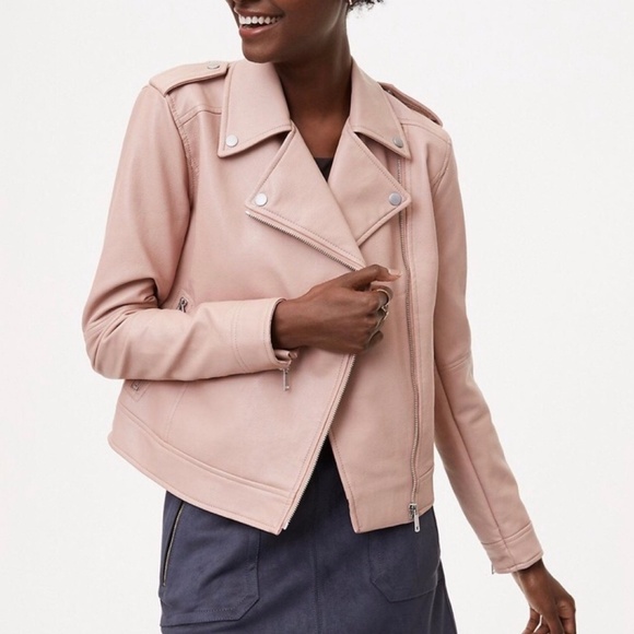 LOFT Jackets & Blazers - Loft Faux Leather Motorcycle Jacket Blush 4